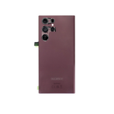 Vitre arrière originale Samsung Galaxy S22 Ultra S908 Bourgogne avec lentille