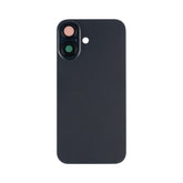 Vitre arrière iPhone 16 Noir sans NFC, cadre caméra agrandi