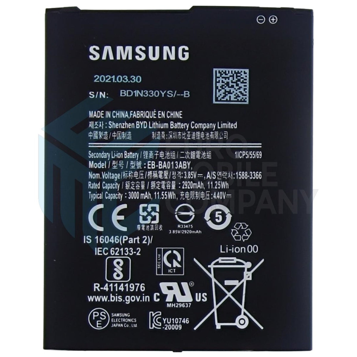 Batterie Samsung Galaxy A01 Core (SM-A013F) EB-BA013ABY - 2920mAh - OEM