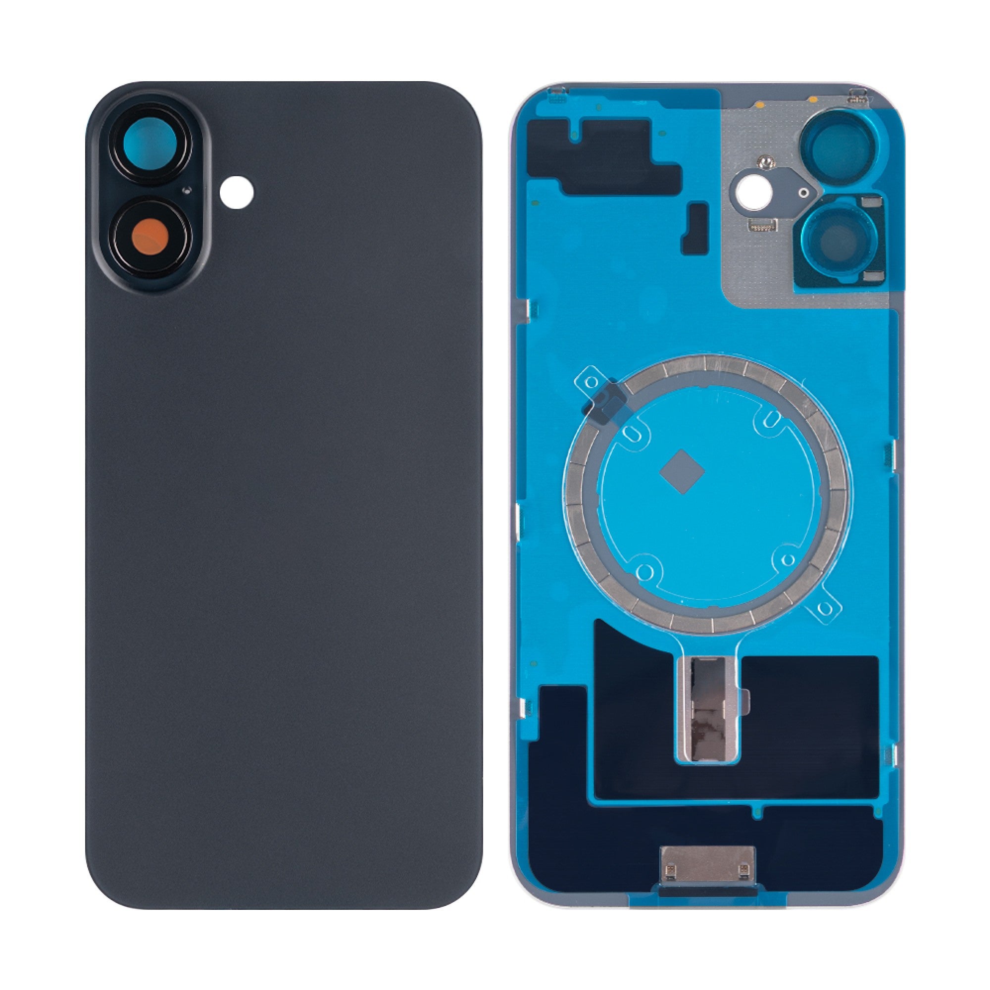 Vitre arrière iPhone 16 Plus sans NFC, cadre caméra agrandi Noir