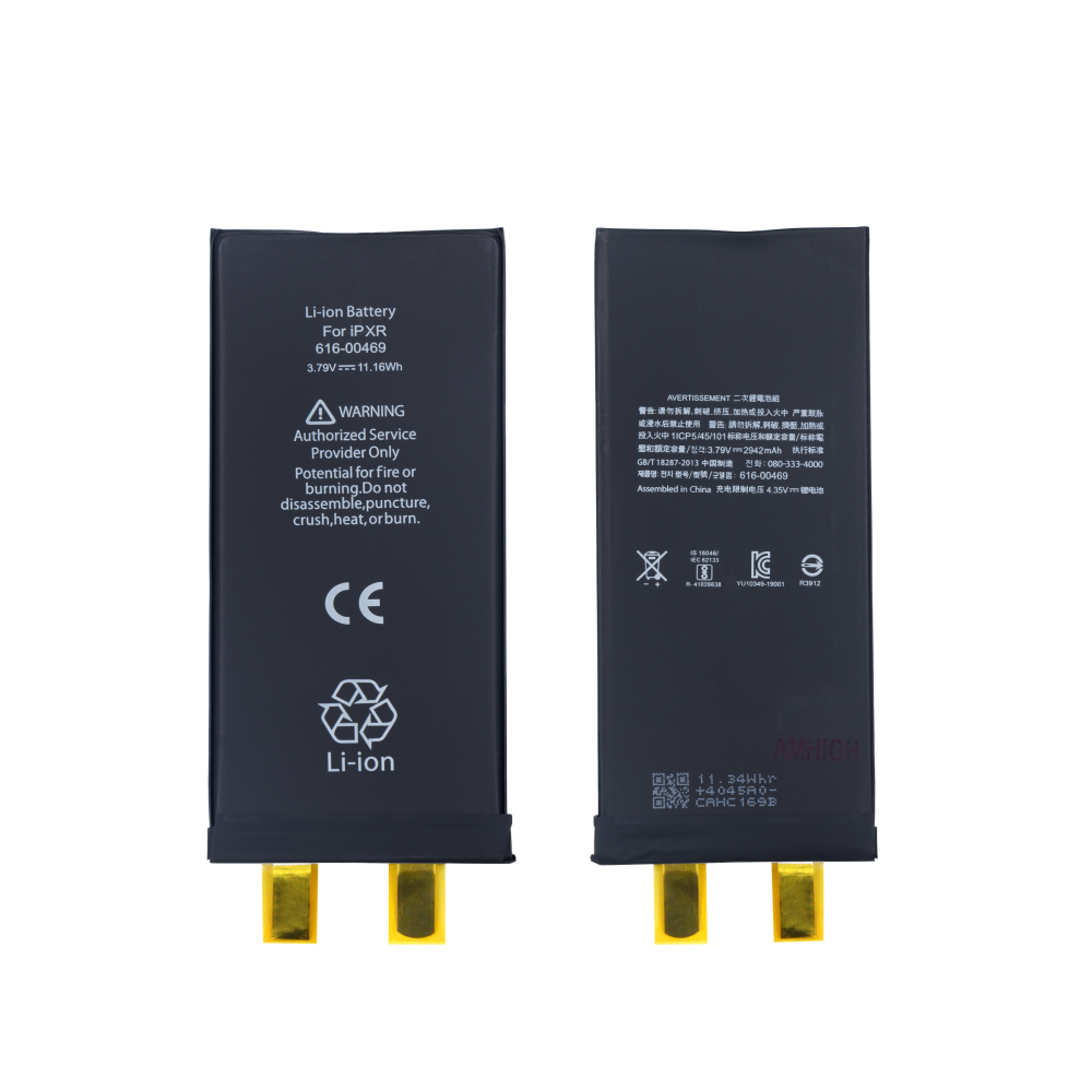 Batterie pour iPhone XR (soudure par points requise) 2942 mAh sans BMS / IC - OEM