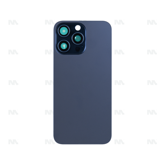 Vitre arrière pour iPhone 15 Pro Titane Bleu (Contour caméra agrandi) - Compatible