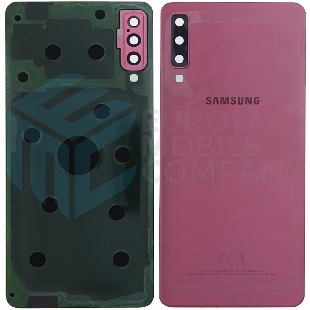 Vitre arrière Samsung Galaxy A7 2018 A750F Rose avec lentille – OEM