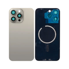 Verre arrière iPhone 15 Pro Max Titane Beige (Contour caméra agrandi) - Compatible