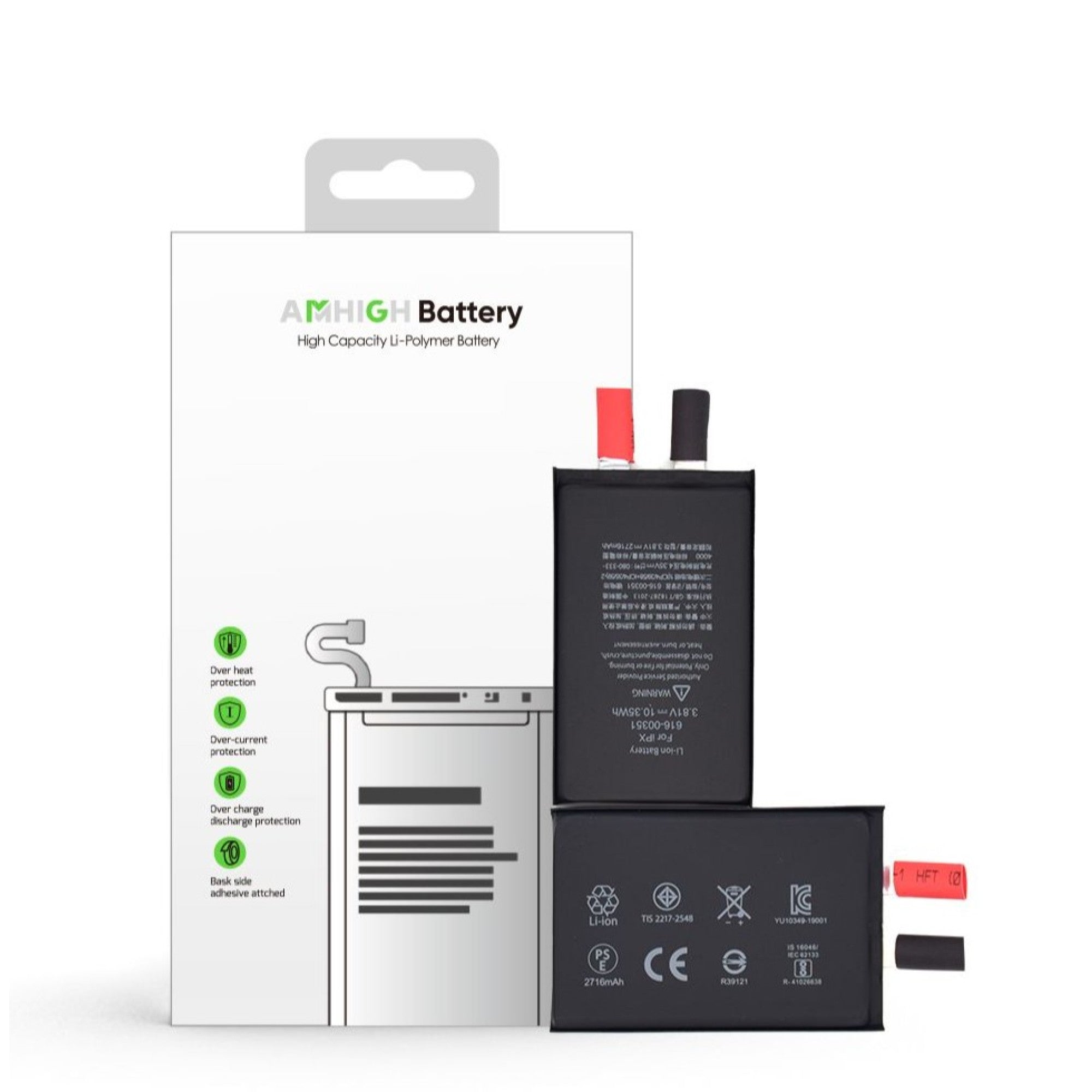 Batterie iPhone X (soudure par points requise) | 2716mAh | Sans BMS / IC - OEM