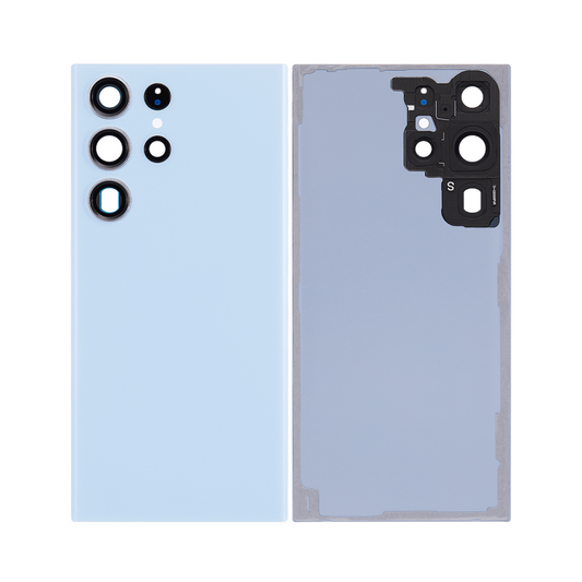 Vitre arrière Samsung Galaxy S23 Ultra S918 Bleu Ciel avec lentille - OEM