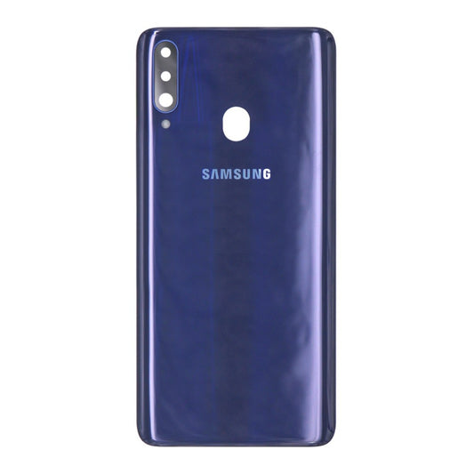 Vitre arrière Samsung Galaxy A20s A207F Bleue avec lentille – OEM