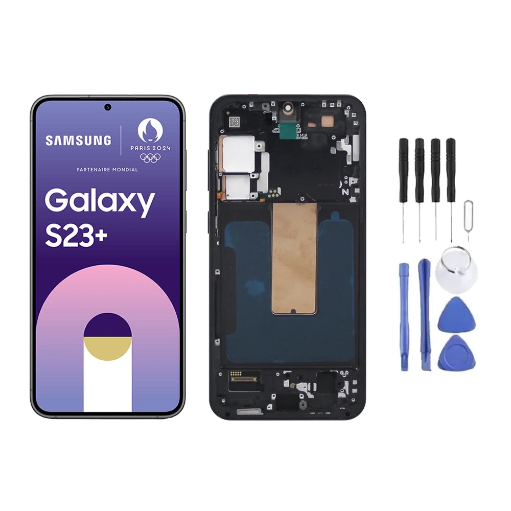 Chassis + Ecran LCD AMOLED + Vitre pour Samsung Galaxy S23+ 5G (S916) + Kit d'outils