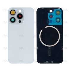 Vitre arrière pour iPhone 15 Pro Titane Blanc (Contour caméra agrandi) (sans logo)