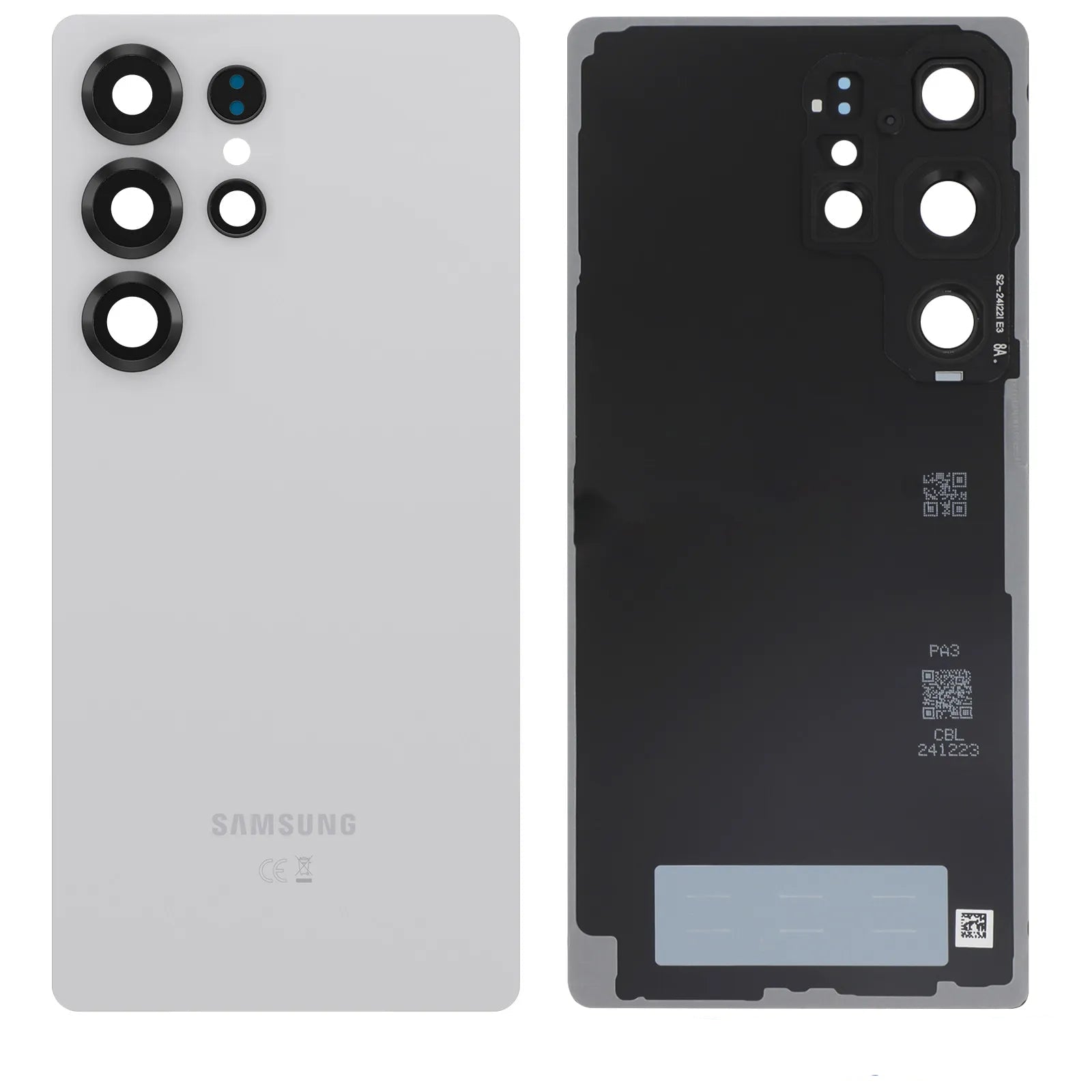 Vitre arrière Original Samsung Galaxy S25 Ultra (S938) Blanc Argenté Titane avec Lentille