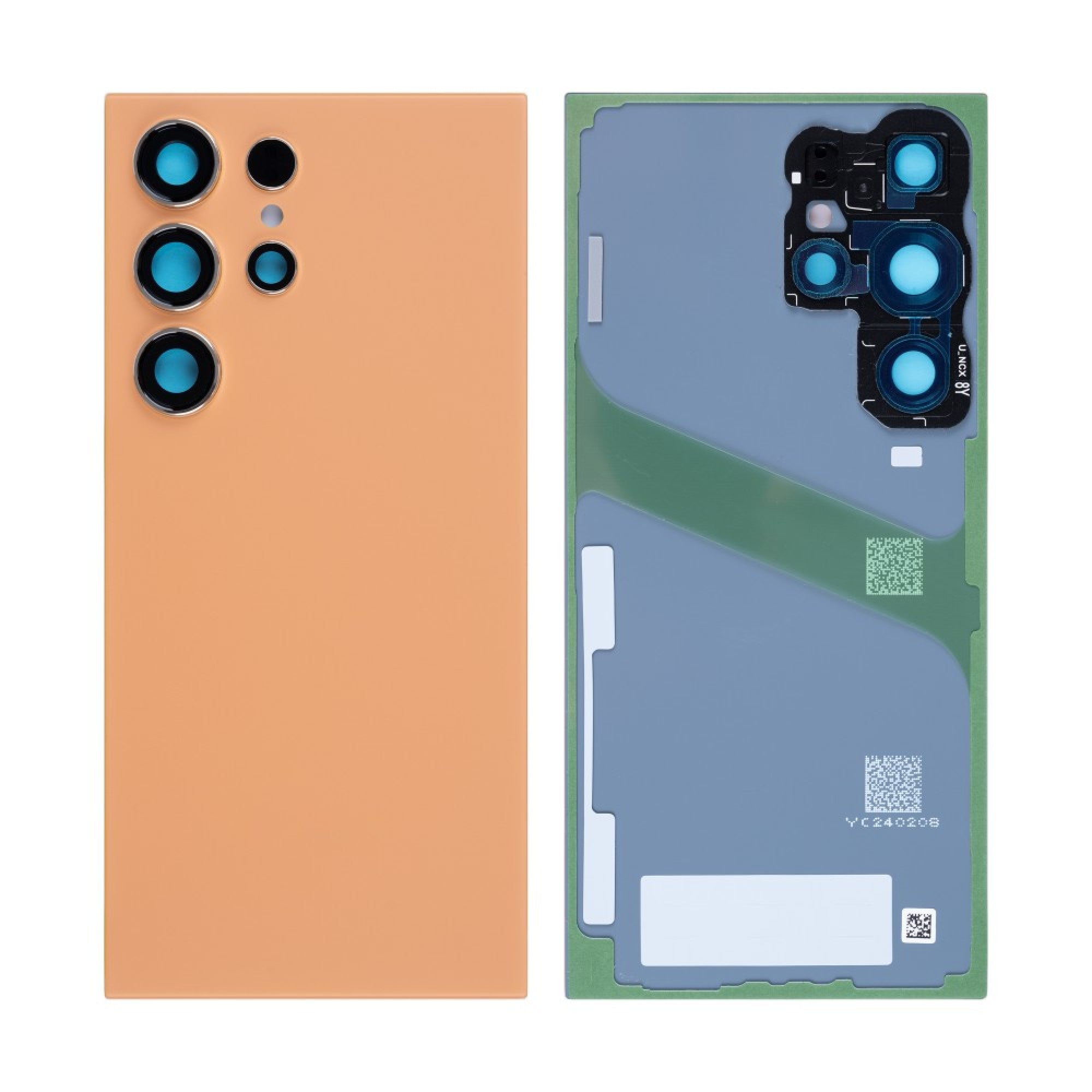 Vitre arrière Samsung Galaxy S24 Ultra S928 Orange Titane avec lentille – OEM