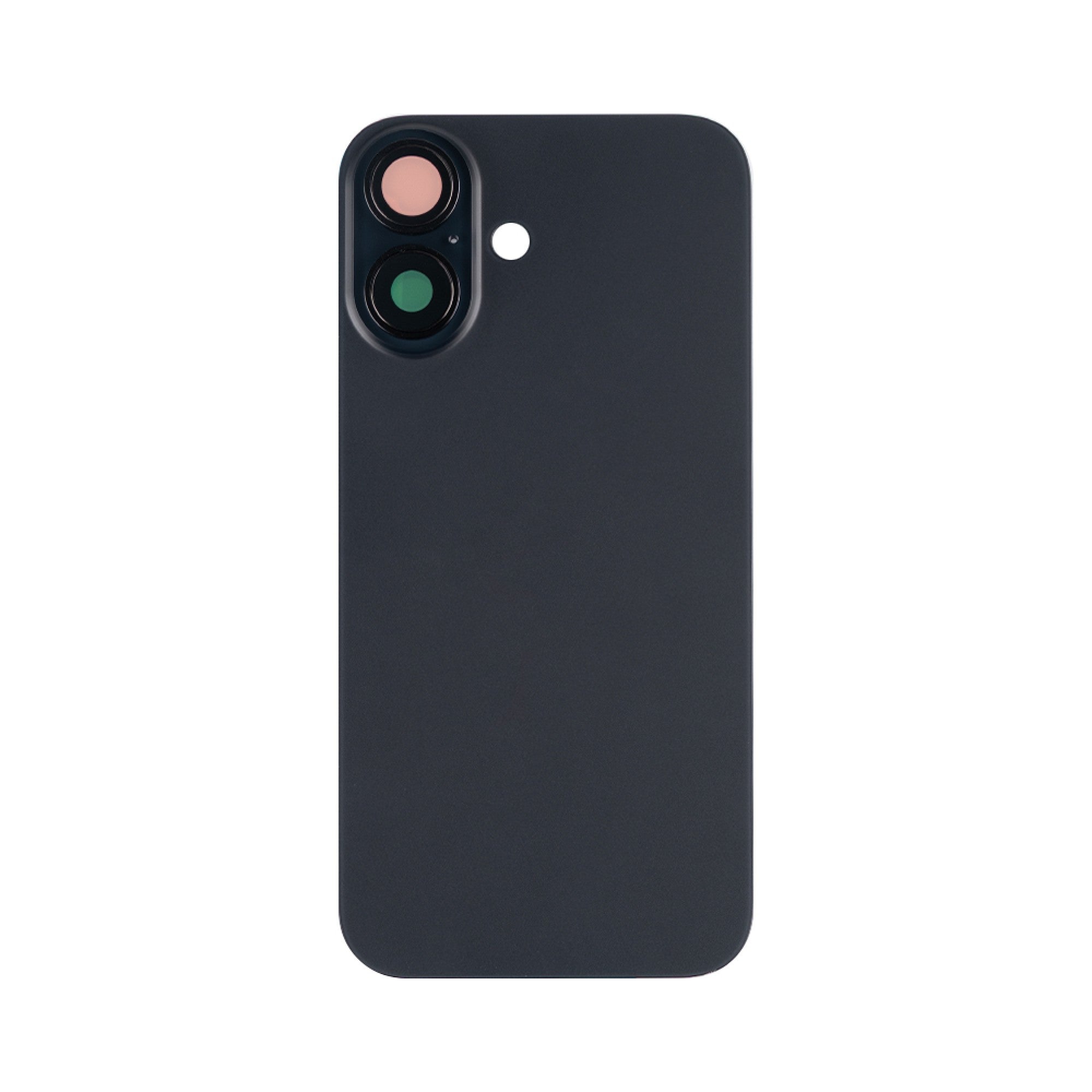 Vitre arrière iPhone 16 Noir sans NFC, cadre caméra agrandi