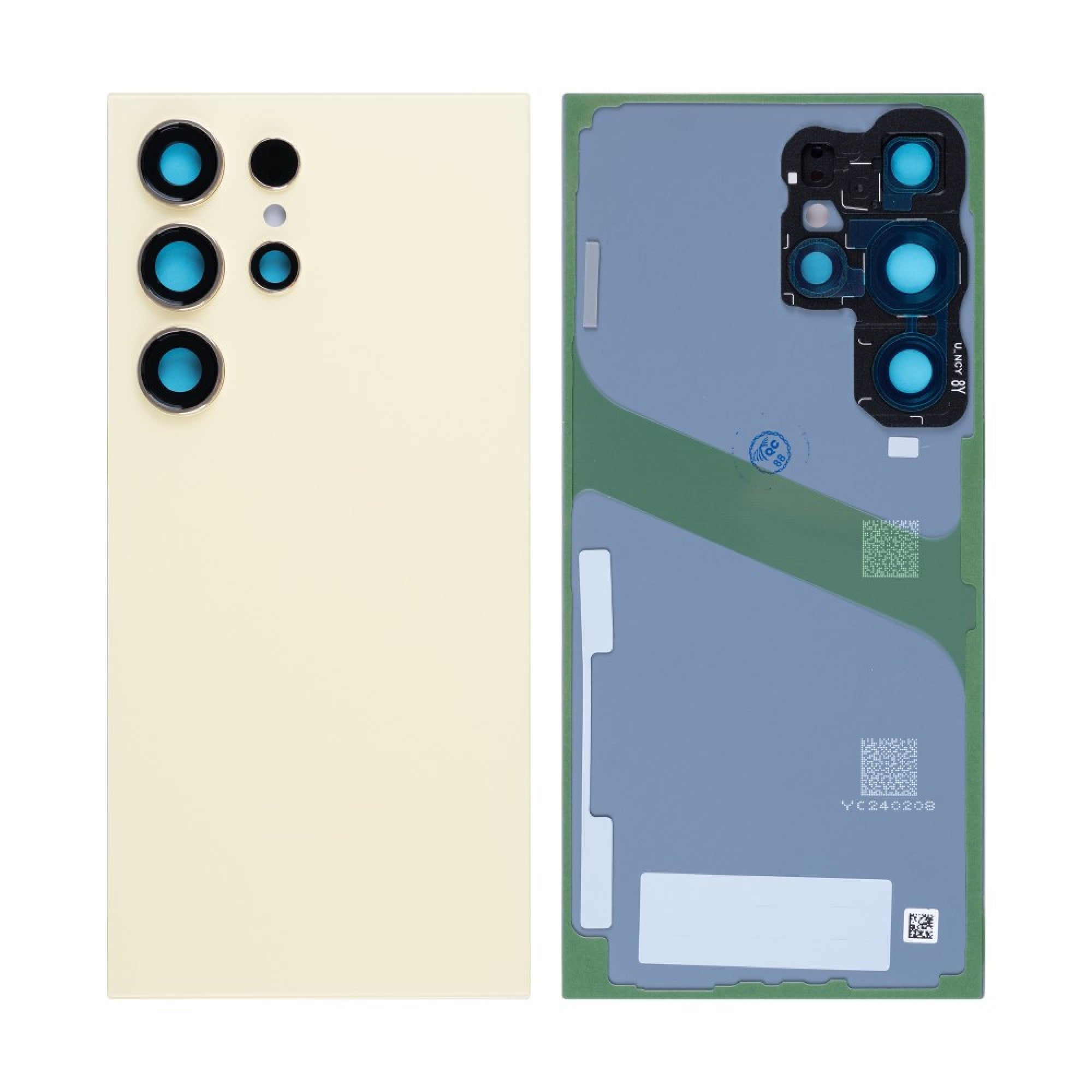 Vitre arrière Samsung Galaxy S24 Ultra S928 Jaune Titane avec lentille – OEM