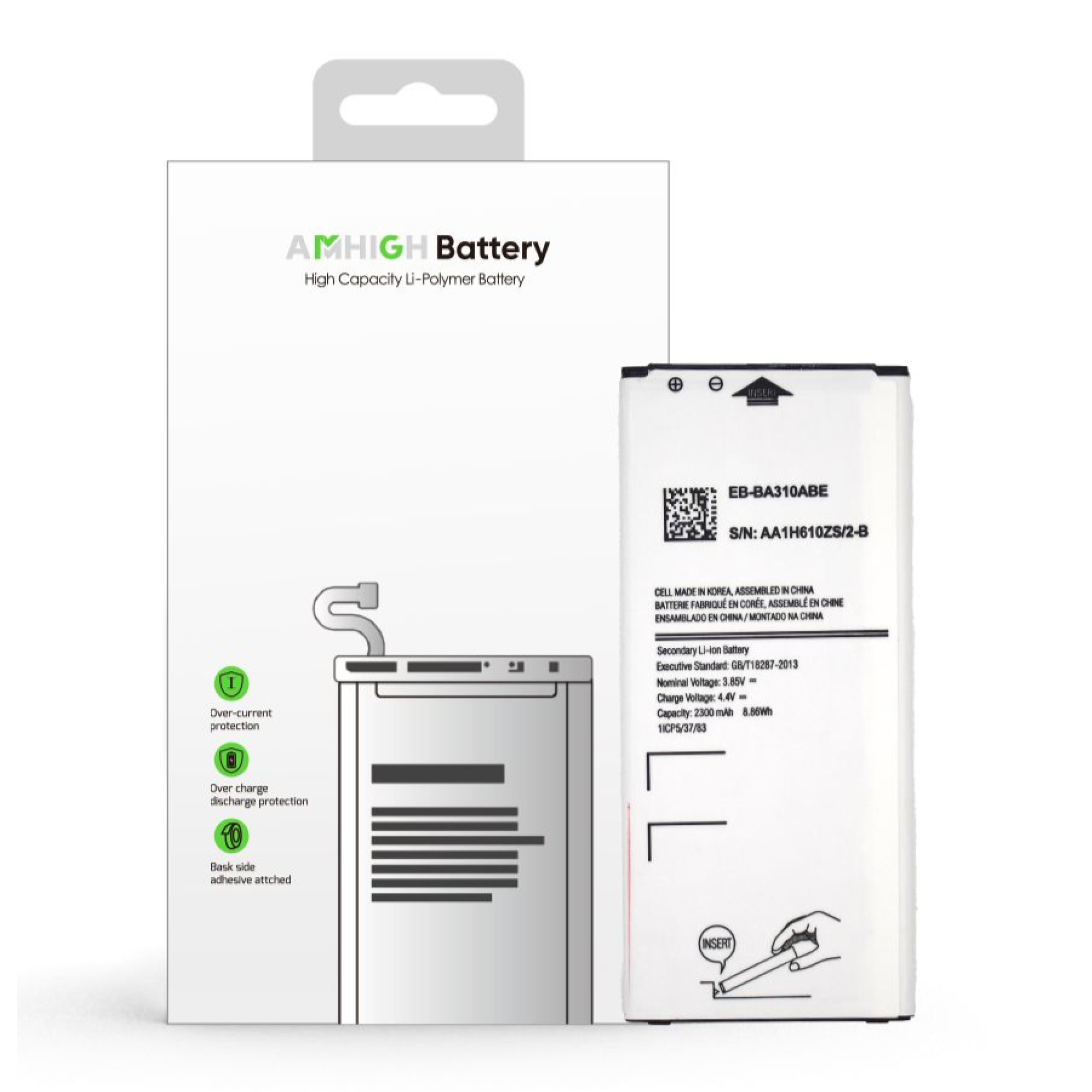 Batterie Samsung Galaxy A3 2016 (SM-A310F) EB-BA310ABE - 2300mAh - OEM
