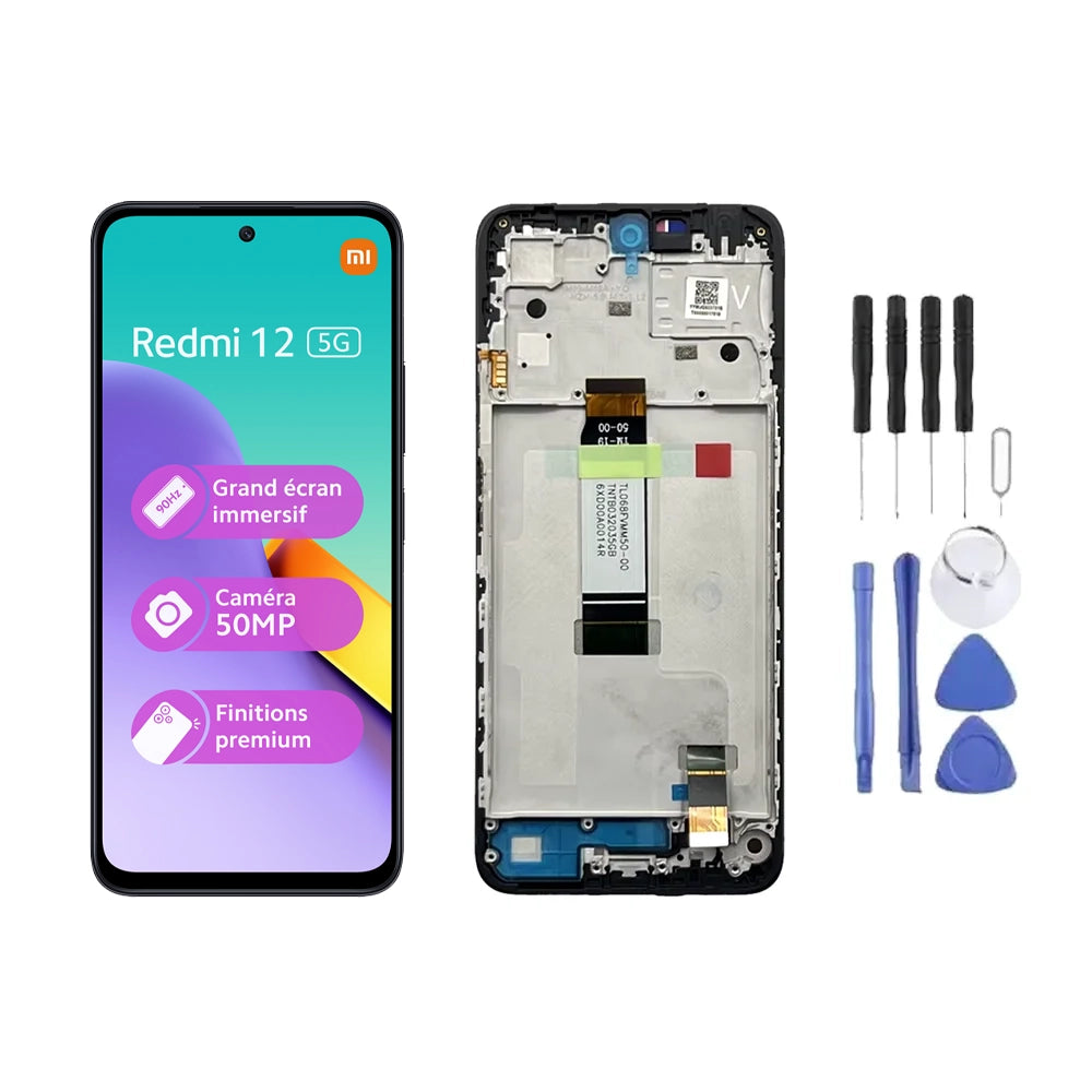 Chassis + Ecran LCD + Vitre pour Xiaomi Redmi 12 5G + Kit d'outils
