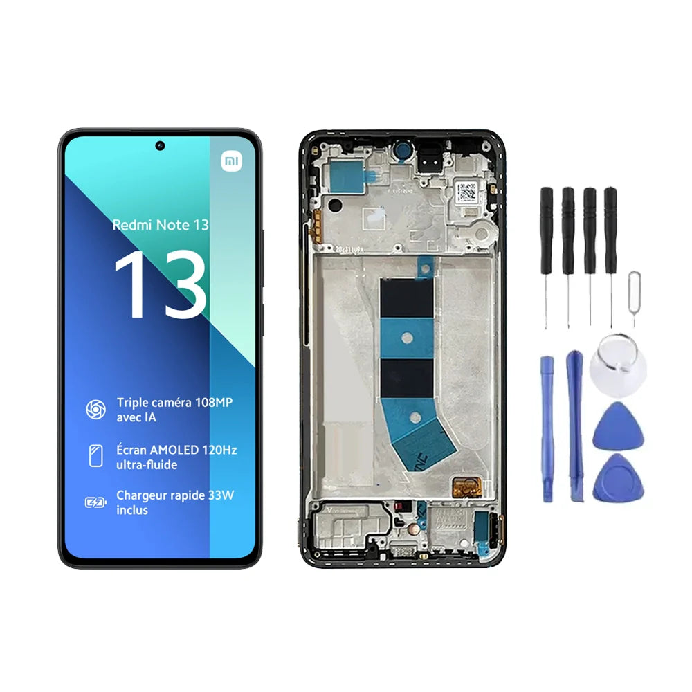 Chassis + Ecran LCD + Vitre pour Xiaomi Redmi Note 13 4G + Kit d'outils